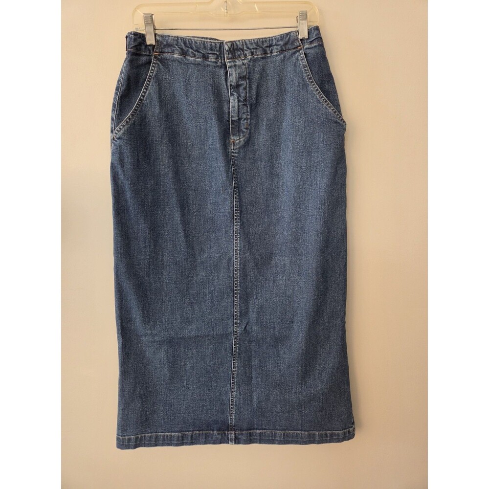 Cherokee Midi Jean Skirt Size 12 Y2K Medium Wash Denim Capsule Pockets Slit